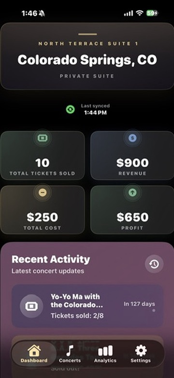 SuiteKeep Dashboard showing suite metrics and recent activity